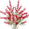 Oairse 6PCS Kunstblumen Künstliche Gelbe Mimose Spray Kirsche Seide Gefälschte Blume für Hochzeit Heimdekoration Esstisch, Schlafzimmer Dekoration, Rot