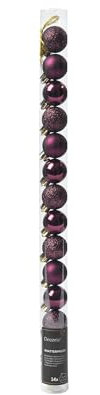 Kaemingk Weihnachtskugeln Kunststoff 3cm x 14 Stück - klein & bruchsicher - Christbaumkugeln Weihnachtsbaumkugeln für Weihnachten - Christbaumschmuck & Weihnachtsbaumschmuck - Dunkel Mauve