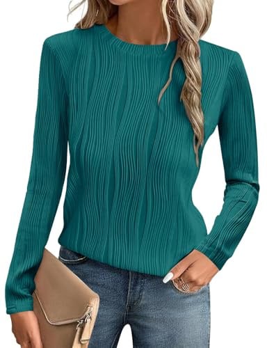 Gemulate women's fall tops ladies office tops womens business casual clothing womens trendy summer clothes cute top Dark Cyan M