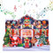 WUJUN Musik-Weihnachtskarte, 3D-Weihnachts-Pop-Up-Karte, spielt 3 Weihnachtsmelodien mit passenden blinkenden Lichtern, Grußkarte, Weihnachtshaus (Blau)