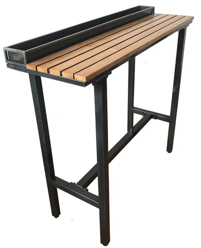 ZXTRYBHD Outdoor Bar Table, Patio Bar Height Counter Table, Slatted Top Console Table for Hot Tub, Yard, Outdoor or Indoor Use(Small)