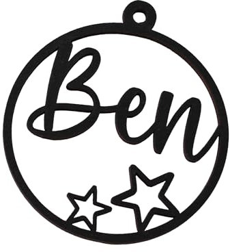 Personalisierter Weihnachtsbaum-Anhänger- Christbaumschmuck-Weihnachtsbaum Anhänger mit Sternen- Schwarz