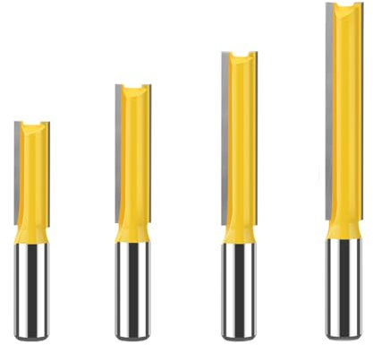 WSOOX 4PCS Double Flute Straight Bits 1/2 Shank Straight Cut Router Bit Set Cut Dia:1/2