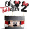 Xsstarmi 2 Pack 2nd Birthday Mouse Inspired Cake Topper, Red Bow Mini Oh Two Oldes Cake Pick Decorations for Baby Shower Kids Second Birthday Party Cake Decorations Black Red