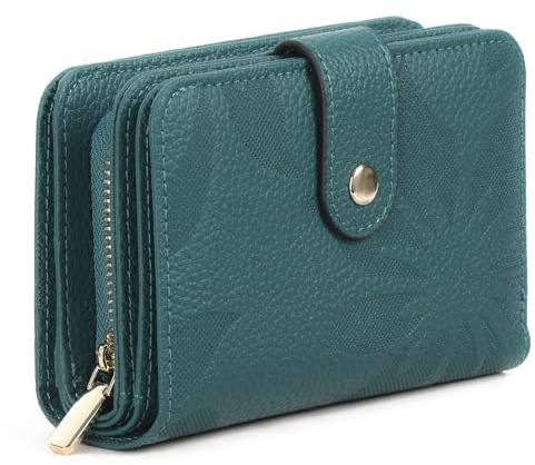 GAEKEAO Portemonnaie Damen,Geldbörse Damen, Geldbeutel Zipper mit Münzfach & RFID-Schutz, Prägung - Blau