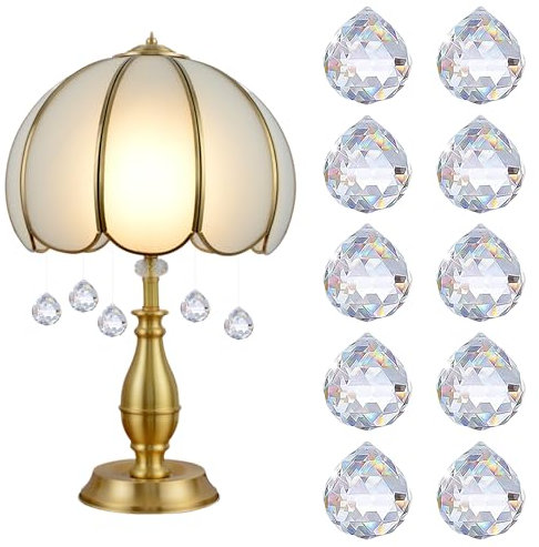 Sonnenfänger Kristall, 10 Stück Kristalle zum Aufhängen, 20mm Prisma Kristall, Suncatcher für Fensterdeko, Kronleuchter Anhänger, Lichtfänger Kugel fürronleuchter Anhänger, Fenster, Handwerk Deko