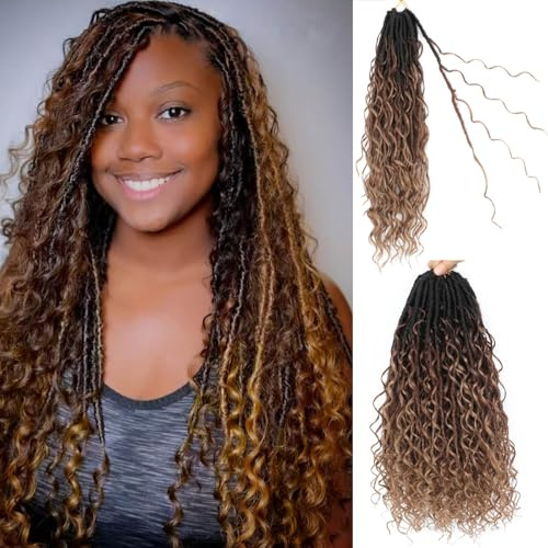 Goddess Locs Lot de 7 extensions de cheveux synthétiques au crochet pour femme (1B/30/27#, 61 cm)