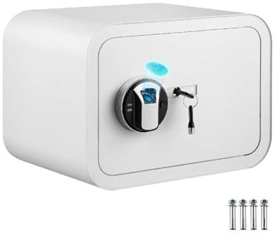 DCDCD Safe mit Fingerabdruckschlössern, 1/1,8 Kubikfuß, geheimes verstecktes Sparschwein mit 2 Schlüsseln, Geldpistole for Aufbewahren im Homeoffice - Robust und zuverlässig(White 1 Cubic Feet)