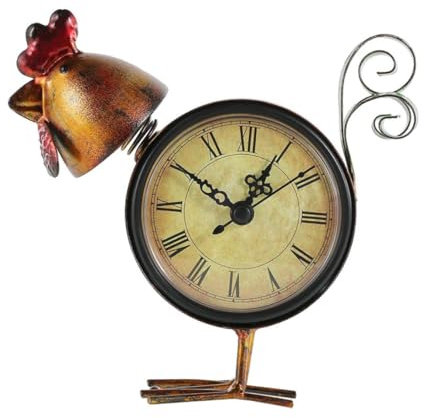 Garneck Retro Kaminuhr Mit Pendel – Vintage Tischuhr Im Römischen Stil Mit Hahn Figuren - Stille Quarzwerk Für Dekorativen Schreibtisch Oder Als Wecker