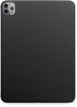 WIIUKA Hülle für iPad Pro 12.9 (2023-2020), Deutsches Leder, Lederhülle extra Dünn, Premium Smart-Cover Case, Backcase Schwarz