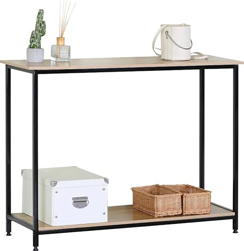 CELINO making your day Console Table Slim Console Table for Hallway Metal Frame Compact Display Table Sofa Table for Small Spaces Entryway Living Room Bedroom Sturdy Furniture 106x35x81 cm