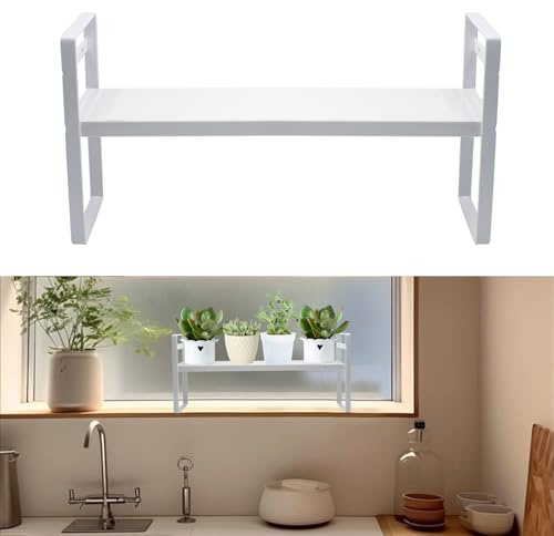 KeaJuidy Fenster Pflanzenregale Stapelbare schmale Regale Sukkulentenständer Tisch Pflanzen Organizer Pflanzenständer für enge Räume Einstellbare Länge 35–60 cm