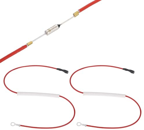 sourcing map 2Pcs Universal Rice Cooker Temperature Fuse, 240°C 10A 250V Metal Thermal Fuse with Terminal and Ring Terminal Fiberglass Sleeving for Electric Pressure Cooker Repair Part