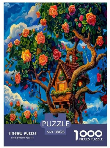 Baumhaus Puzzle 1000 Teile Schwer Pädagogisches Spielzeug Für Erwachsene Und Kinder, Klassische Herausfordernde Familie Aktivität Spiele Dekorative Geschenke 38x26cm/1000pcs