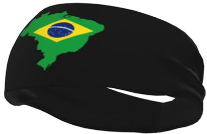 Sport-Schweißbänder mit Brasilien-Flagge und Karte, Unisex, rutschfest, feuchtigkeitsableitend