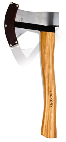 Xforst Hache Universelle X-UW800C – Hache de Jardin et de Camping 40 cm | Tête en Acier au Carbone Trempé 800 g | Manche en Bois de Hickory | Inclut Étui de Protection