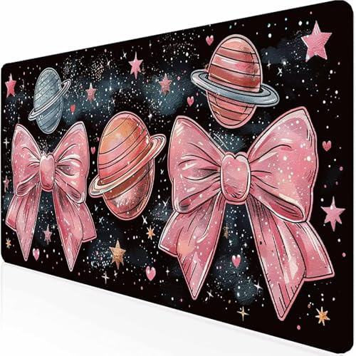 Tapis de Souris XXL 600 x300 x 3MM Tapis de Souris Gamer Noir Rose, Accessoires Bureau avec Base Antidérapante et Bords Cousus, Deco, Cadeau Anniversaire Homme, Mousepad pour Computer -z1c09J78