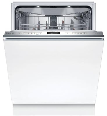 Bosch Geschirrspüler Vollintegriert 60 cm, Serie 6, Made in Germany, Besteckschublade, Zeolith Trocknung, Extrem Leise, Max Flex Körbe, Smart Start, Extra Clean Zone, Time Light, AquaStop, SMV6ZCX25E