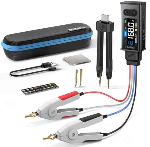 FNIRSI LCR-ESR-Mètre 100 kHz avec Pinces, Fonction de Comparaison & Tri Automatiques, Teste Résistances, Condensateurs, Inductances, Diodes, Tension, Continuité, Balayage Complet de la Bande Passante