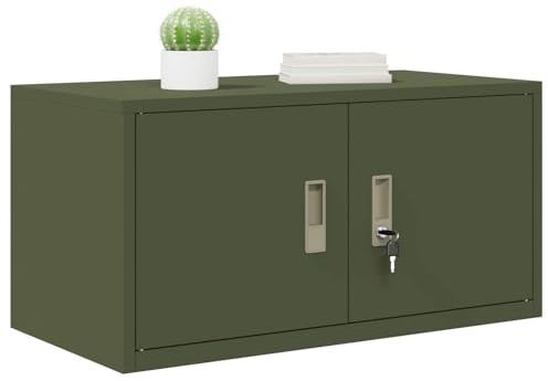 vidaXL Aufbewahrungsschrank Olive Grün 80 x 40 x 40 cm Stahl, Industrielle Büroschränke, abschließbare Stahlaufbewahrung, moderner, geräumiger Organizer, robuste Bauweise