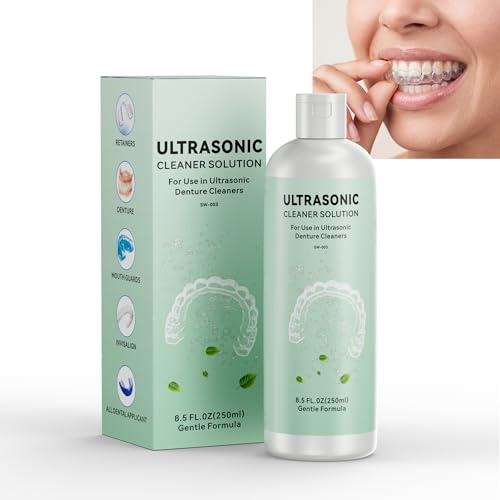 JeaTone Ultraschallreiniger Konzentrat für Zahnschiene & Prothesen | 250ml Professionelle Reinigungsflüssigkeit für Ultraschallreinigungsgerät, Entfernt Flecken & Gerüche für Aligner