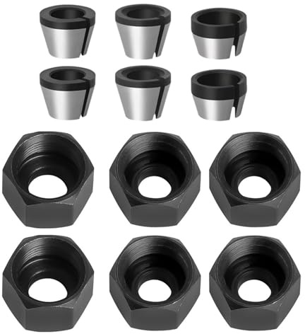 Pack of 12 Multiple Size M17 Collets for Woodworking Routers Engravers Carving Edges Finishing Tool High Strength Design Router Collet