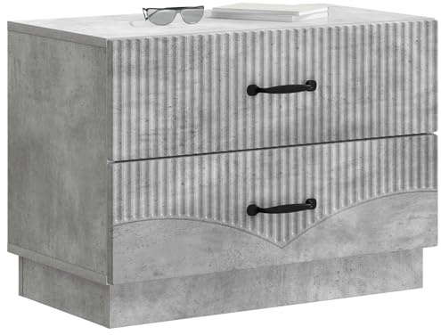 vidaXL Nachttisch Betongrau 62 x 34,5 x 44,5 cm Holzwerkstoff, Eleganter Vintage-Nachttisch, rechteckiges Design mit viel Stauraum, Coole Deko für Dein Schlafzimmer