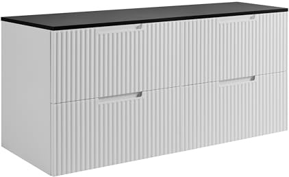 3E 3xE living.com Badezimmerschrank, Weiß/Schwarz, 160 (2 x 80) x 58,6 x 46 cm