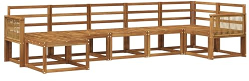 vidaXL Outdoor-Sofagarnitur 7 pcs Natur Massivholz Akazie, Modularer Gartensofa-Set, modernes Outdoor-Sofa, wetterfester Terrassenmöbel, Akazienholz, braunes Sitzen