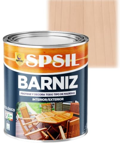 SPSIL Barniz Madera y Pintura para Madera Tras Satinado 750ml, Lasur Protector con Secado Rápido y Alta Durabilidad, Ideal para Uso Interior y Exterior en Todo Tipo de Superficies de Madera