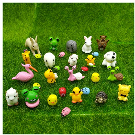 EMiEN 31-teiliges Mini-Tier-Miniatur-Ornament-Set, kleine Tierfiguren, Feengarten-Zubehör, Tiere, für Feengarten, Puppenhaus, Blumentöpfe, Bonsai-Basteldekoration