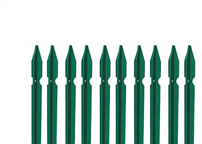 BUD - 10 PZ Palo paletto in ferro a T 30x30x3 mm plastificato verde per rete recinzione metallica MADE IN ITALY (H 200 cm)