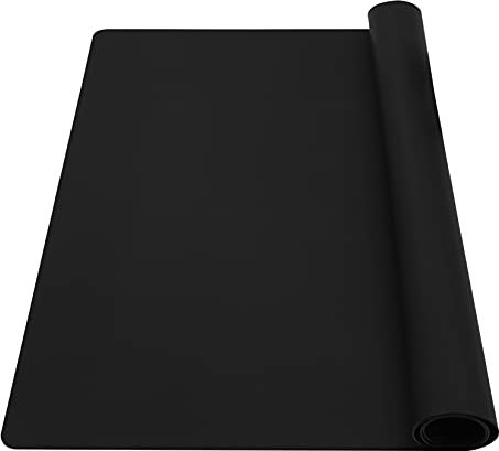 wellhouse Extra Large Silicone Baking Mat Pastry Mat Countertop Protector Clay Mat No-Slip Non Stick Waterproof Heat Resistant Silicone Placemats Table Mat 23.6 by 15.7 inch(Black)