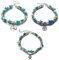 Uloveido 3 pcs Turquoise Boho Anklets, Tree of Life & Turtle & Wave Anklets Bracelets, Blue Starfish Multi-Layer Charm Beads Handmade Foot Jewelry