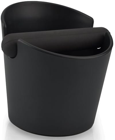 Ideal Swan Coffee Knock Box 4.8 inch ABS Black Coffee Grounds Container with Removable Knock Bar and Non Slip Base