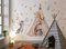 Osomhome de stickers muraux animaux de la forêt I Plume étoiles lapin raton laveur Autocollant pour chambre d'enfant garçon et fille (135 x 85 cm)