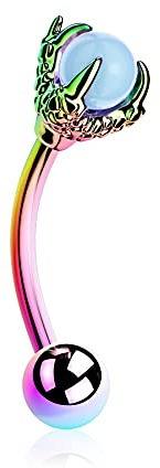 OUFER Body Piercing Rook Earrings Dragon Claw Eyebrow Rings 16G 316L Surgical Steel Curved Barbell Rook Daith Piercing Jewellery