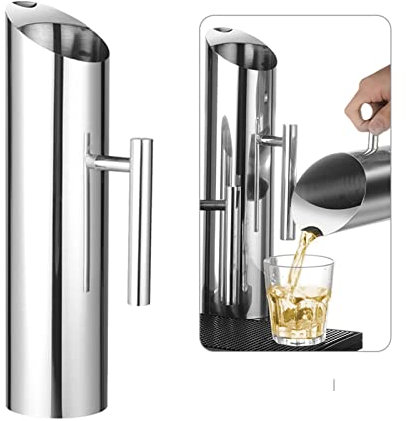 Brocca da 2 l in acciaio inox, con beccuccio e impugnatura maneggevole, per servire acqua, tè freddo e altre bevande fredde (argento)