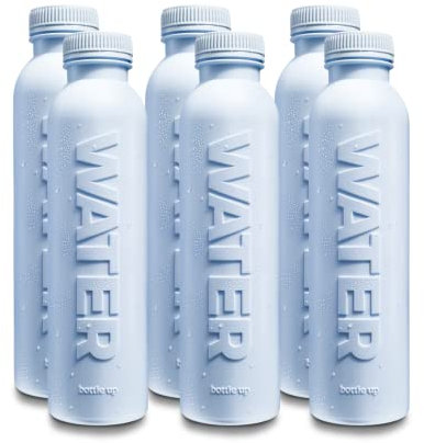 Bottle Up Reusable Water Filled with English Still Spring 6 x 500ml, Beau Blue, Plant-based Bottle, BPA Free, Eco Friendly