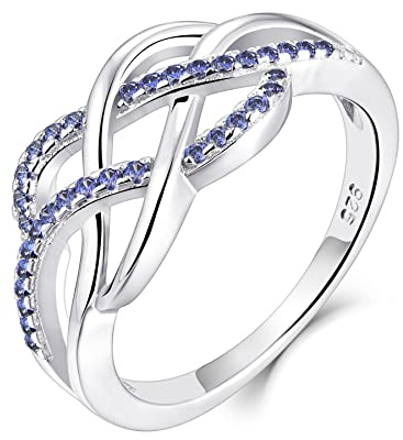 YL Keltischer Ring 925 Sterling Silber 5A Zirkonia Jubiläum Ewigkeit Unendlichkeit Keltischer Knotenring für Damen