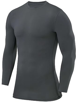 PowerLayer Kids Base Layer Long Sleeve Compression Shirt. Lightweight and Moisture Wicking Thermal Top for Football, Rugby, Soccer and Gym for Boys - Darkest Spruce (Boys), 8-10 Years