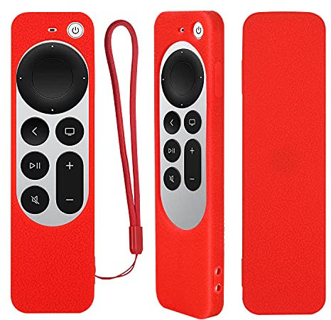 Funda Protectora de Silicona para 2022 Apple 4K TV Serie 6 Mandos a Distancia, YiBiChin Funda Protectora de Silicona para Apple TV Siri Mando Segunda Generación a Prueba de Golpes, Lavable (Rojo)