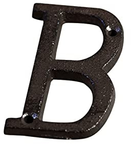 3D Cast Ferro Casa Placca Numeri 0-9 Lettere A-Z Porta Nero Decorazione Parete 3 Pollici 8cm Metallo Indirizzo Segno con Viti per Esterno Interno Hotel Dormitorio Cafe Yard Via Casella Posta (B)