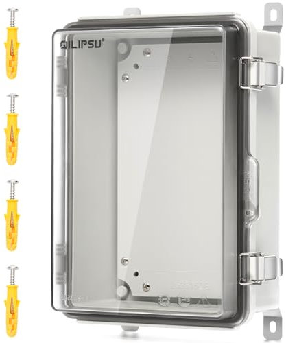 QILIPSU UL94-V0 Outdoor WiFi Enclosure 13.8x9.9x5.9 Waterproof Electrical Junction Box PC/ABS Alloy Plastic Clear Hinged Door IP66 Weatherproof for Project Solar Network Router Pump Control