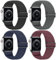 SOiiKE 4 Pack Bracelets Compatibles avec Bracelet Apple Watch 42mm 44mm 45mm 49mm pour Femme Homme, Bracelet de Remplacement en Nylon Elastique pour iWatch Ultra/Ultra 2 Series SE/9/8/7/6/5/4/3/2/1