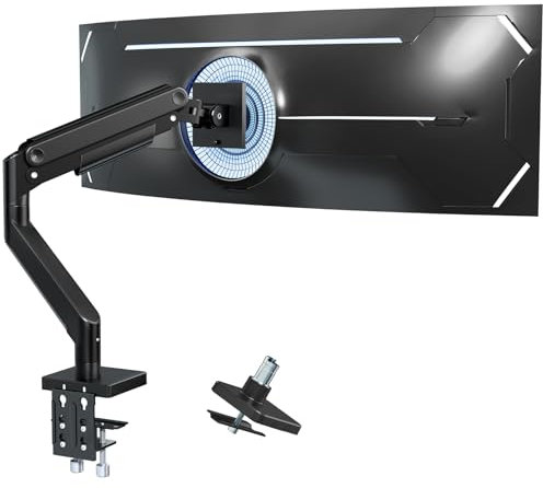 IMtKotW Soporte de Brazo para Monitor para Mayoría Pantallas 17 a 49 Pulgadas, Brazo de Monitor para Pantallas Planas y Curvas,Totalmente Ajustable,Peso máximo 20 kg,VESA 75/100 mm