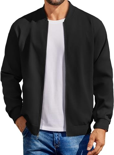 Coofandy Herren-Bomberjacke aus Baumwolle, leichte Fliegerjacke, lässige Softshell-Collegejacke