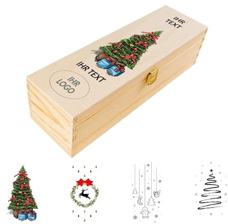 Creative Deco Weihnachtsgeschenke Personalisierte Weinkiste für 1 Flasche | Holzkiste Personalisiert Wunschtext + Foto Weihnachten Geschenke | Individuelle Geschenk | Weihnachtsdeko Für Frauen, Männer