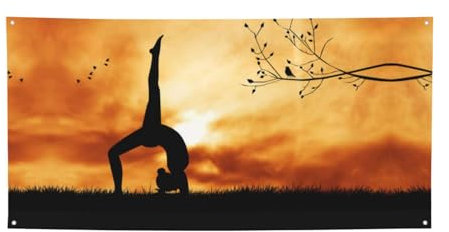 Yoga unter Sonnenuntergang Druck Urlaub Banner Personalisierte Outdoor Banner Hintergrund Banner mit Ösen Party Dekorationen Banner für Party Business Geburtstag Abschluss Hochzeit