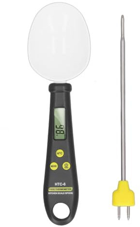 Balance Cuillère Numérique, 2 En 1 Cuillère à Mesurer électronique Avec Sonde Thermomètre, Cuillere Doseuse Numérique Cuillere Balance Digitale Balance De Cuisine Precision Avec 3 Unités De Pesage